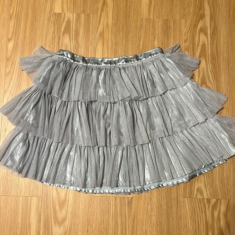 GAP Silver Tulle Layered Skirt, Size L 10